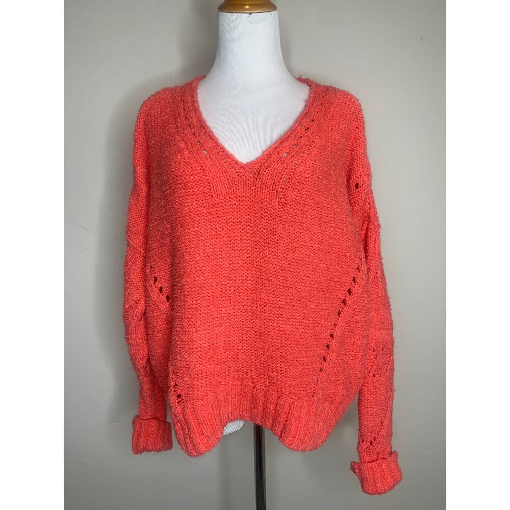 Anthropologie Pilcro Coral Heavy Oversized Sweater Sz Medium
